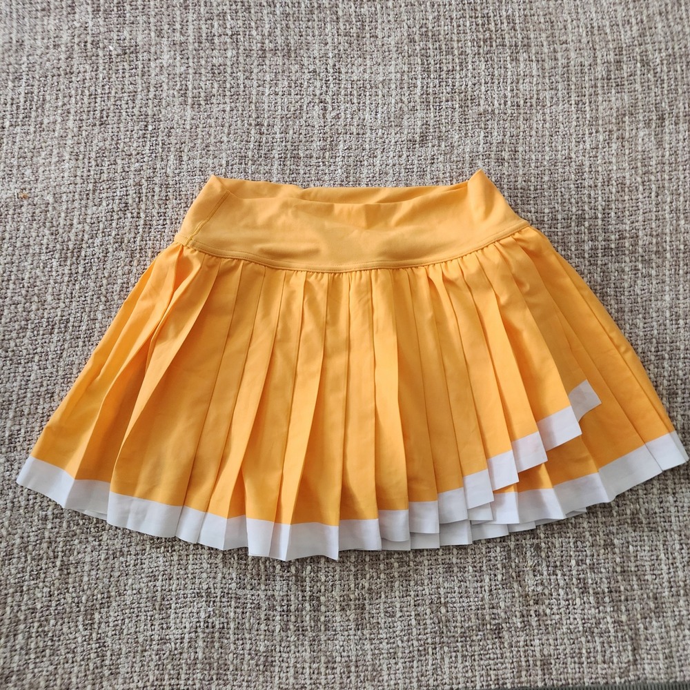 aerie Yellow Pleated Tennis Skort with White Trim